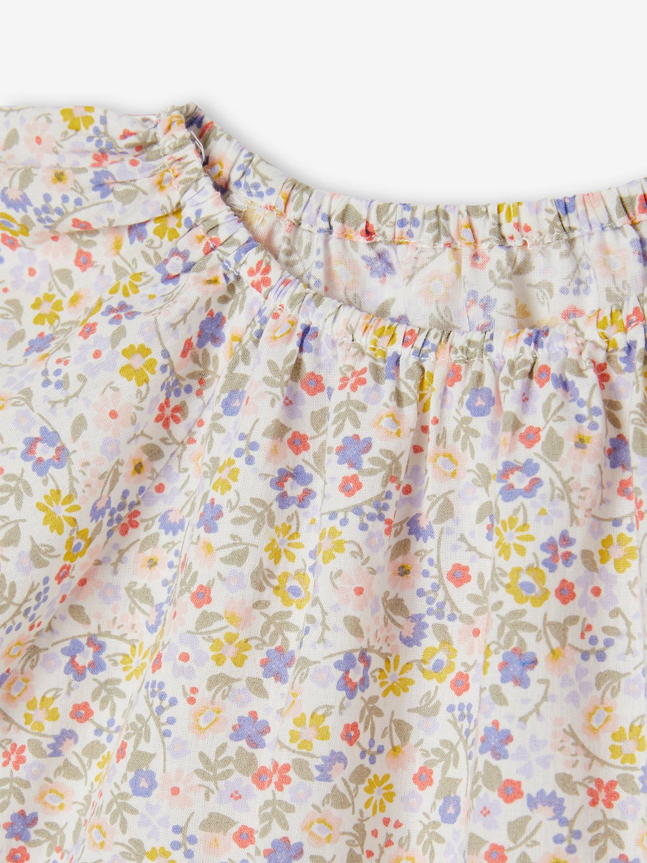 Robe fleurie bébé manches papillon blanc imprimé