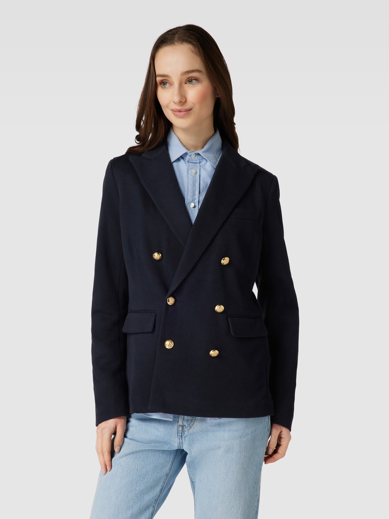 Blazer mit aufgesetzten Pattentaschen in marineblau