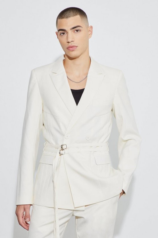 Zweireihiger Slim-Fit Blazer mit Naht-Detail