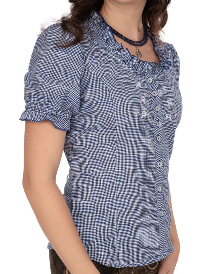 OS-Trachten Bluse 451000-3515 in jeansblau günstig kaufen