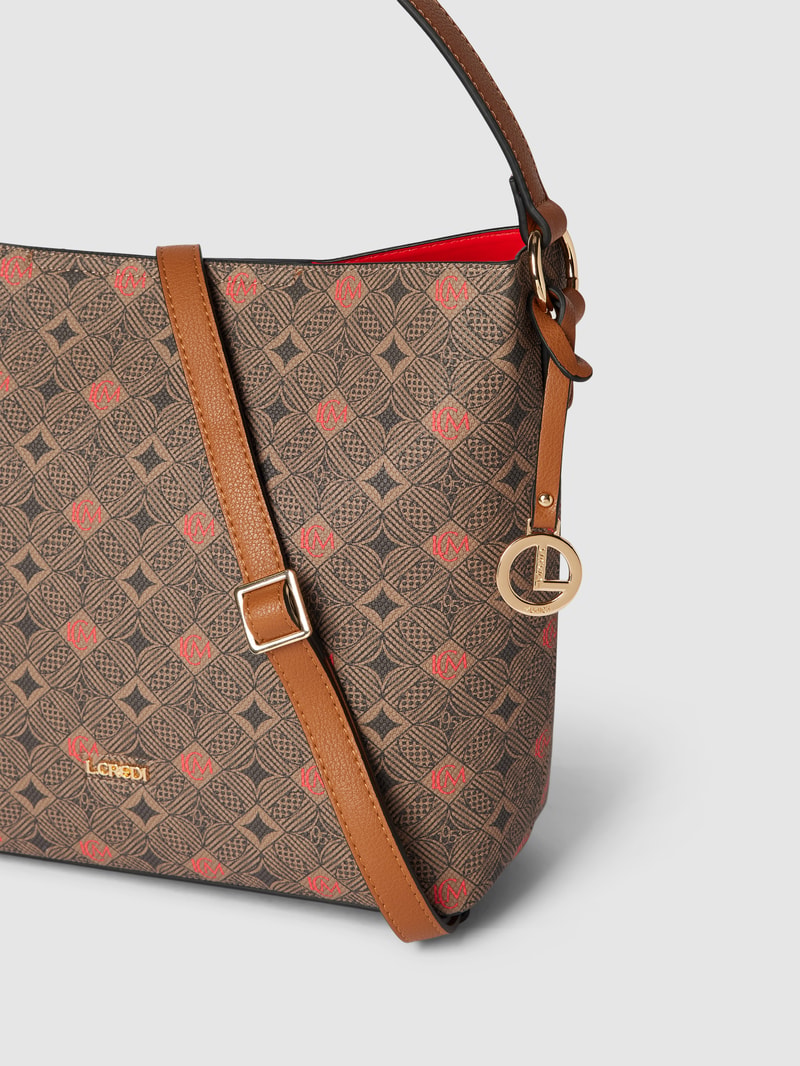 Shopper mit Label-Print Modell 'Kiana' in mittelbraun