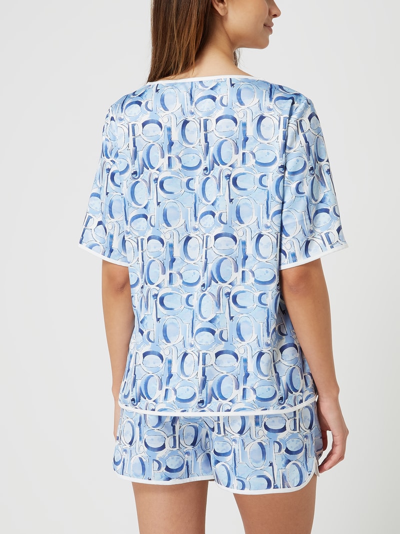Pyjama-Oberteil mit Logo-Muster in bleu