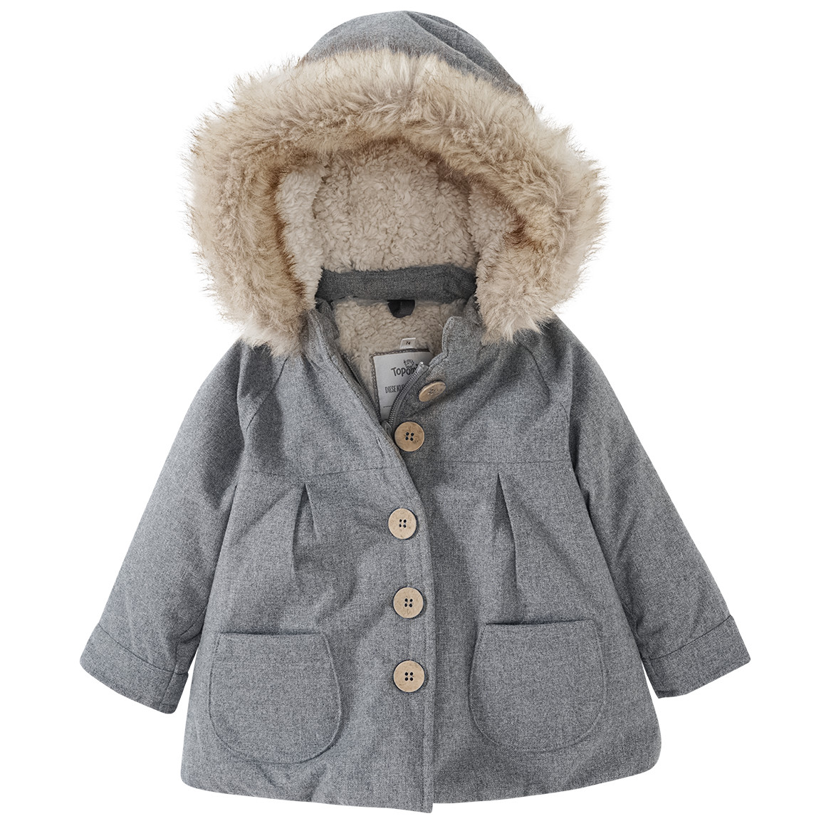 Baby Wintermantel mit Fellimitat