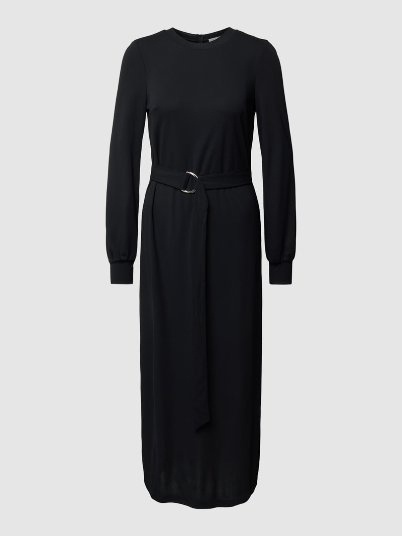 Midikleid mit Bindegürtel in schwarz
