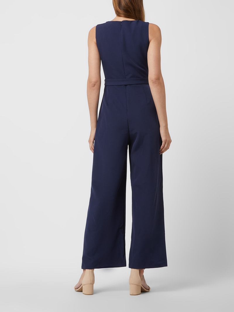 Jumpsuit aus Krepp in marineblau