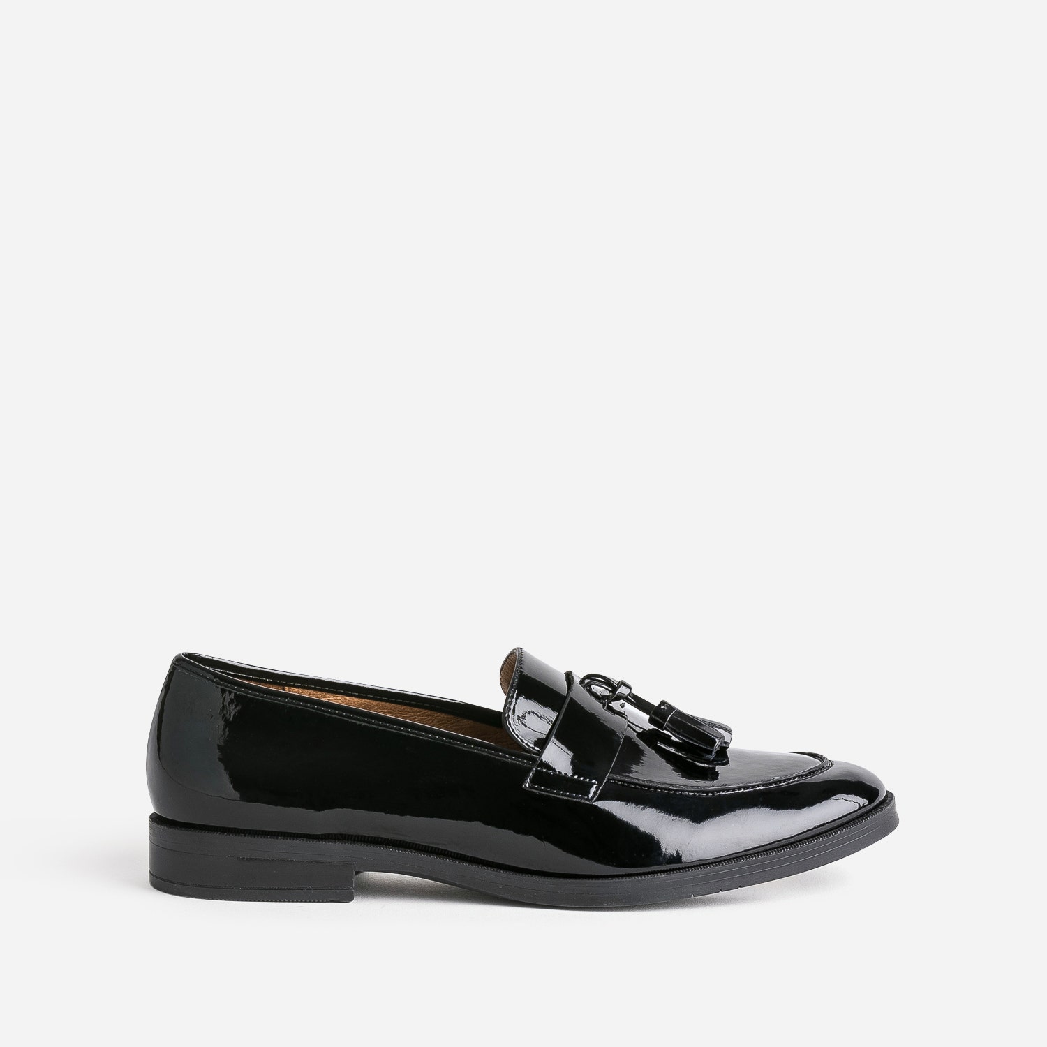 Mocassin à glands ERAM FLEX noir verni en cuir