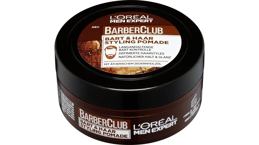 L'oréal Men Expert Barber Club Bart und Haar Styling Pomade 75ml mit ätherischem Zedernholzöl 75 ml
