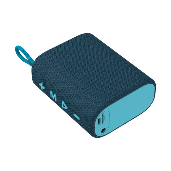 In-Ear-Kopfhörer und Bluetooth Speaker, blau