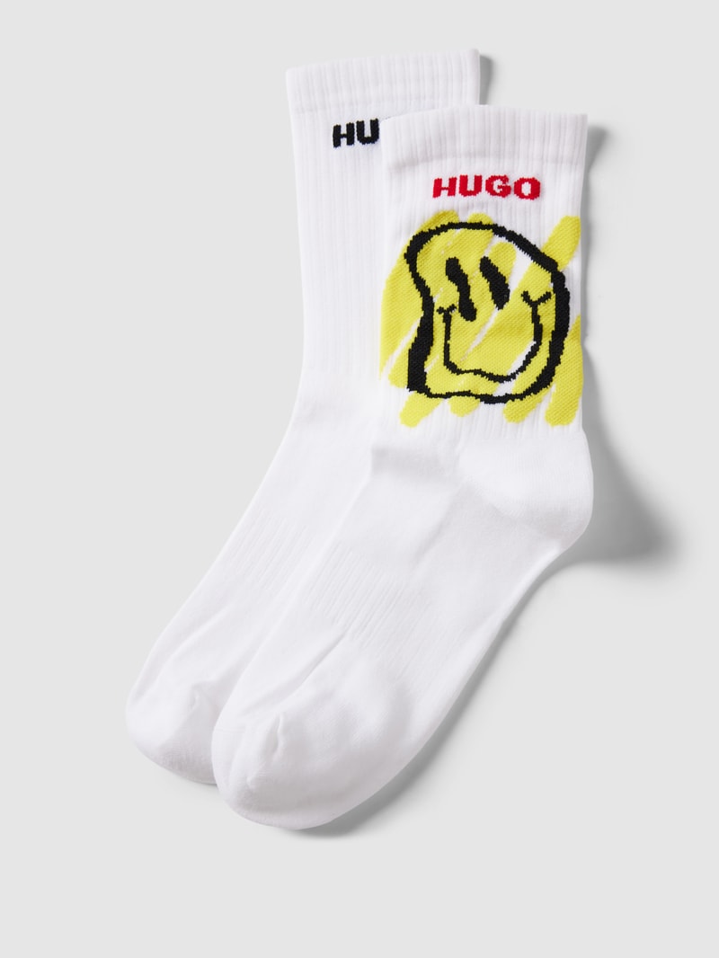 Socken mit Motiv-Print im 2er-Pack in weiß