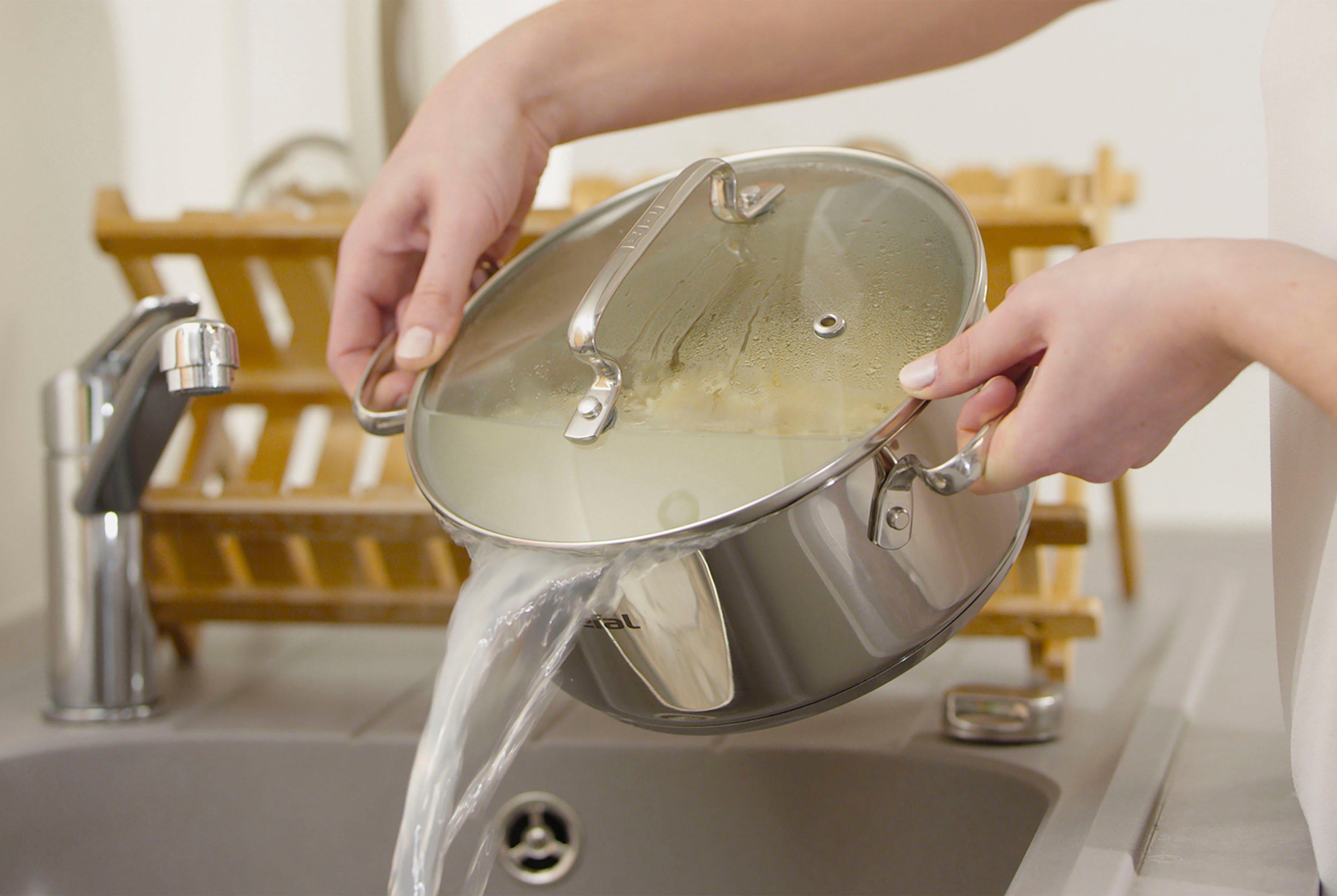 Tefal Kochtopf Duetto+, Edelstahl 18/10, hochglanzpoliert, Glasdeckel mit Siebfunktion