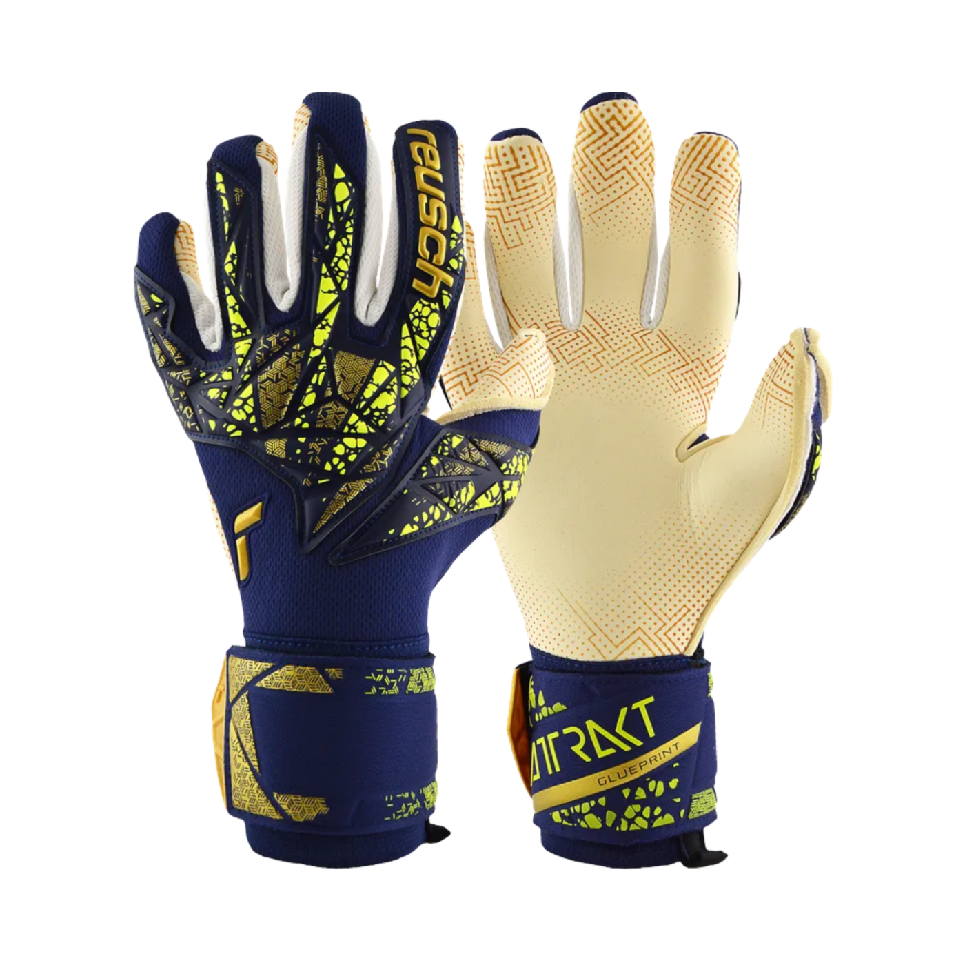 Reusch Attrakt Gold X GluePrint TW-Handschuhe Blau Gold F4410