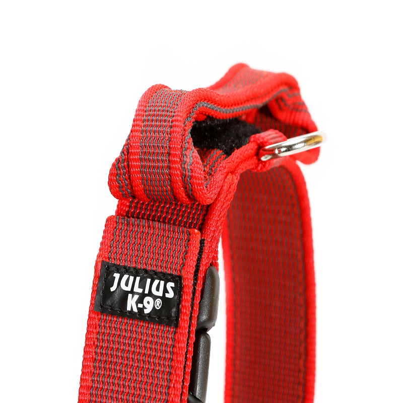 JULIUS-K9 Hundehalsbänder JULIUS-K9 Halsband mit Griff 50mm rot/ grau
