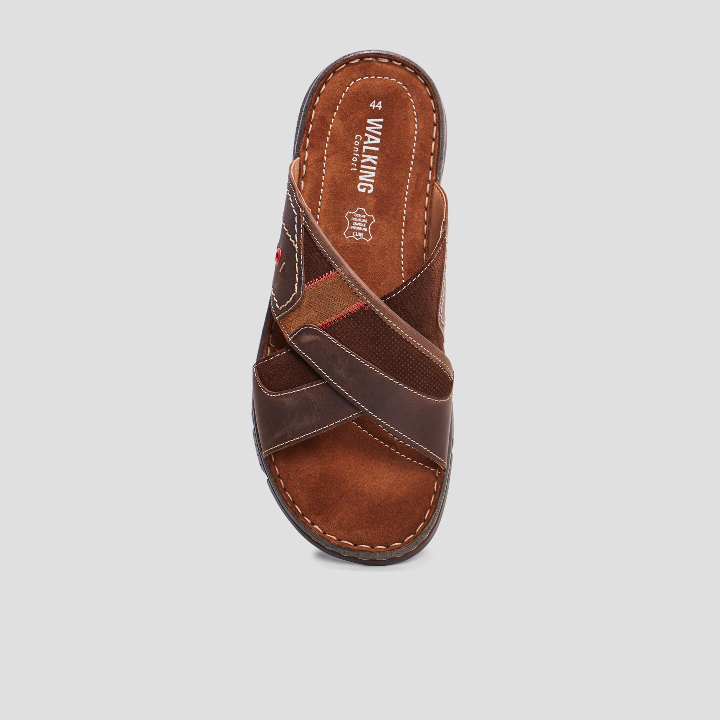 Mules en cuir Walking marron homme | La Halle