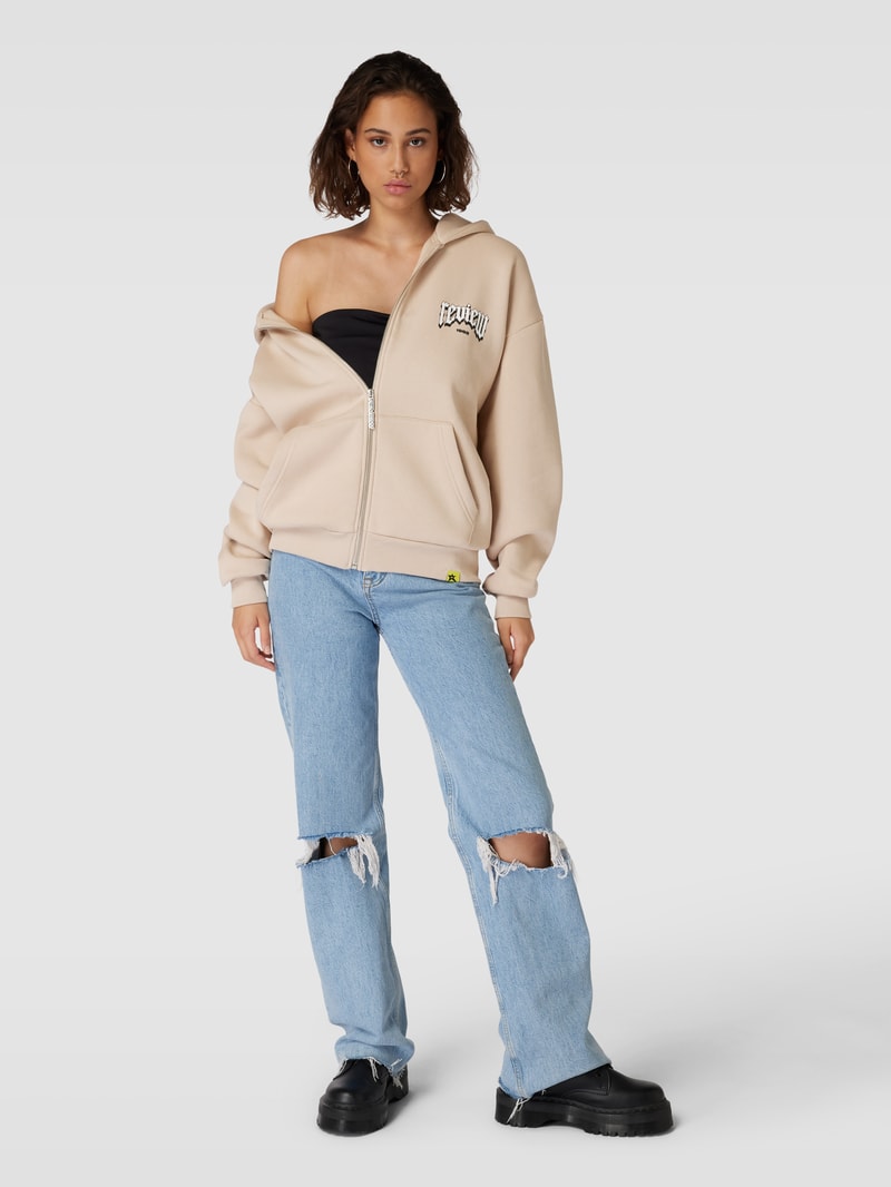 Sweatjacke mit Kapuze in taupe