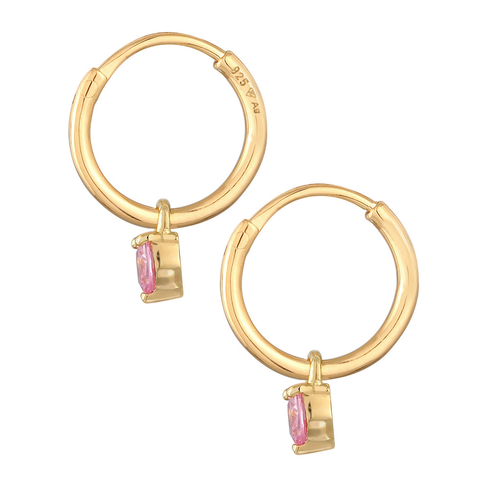 Elli Elli Boucles d'Oreilles Femmes Créoles Cœur Pendentif avec cristaux de zirconium  Boucles d'oreilles