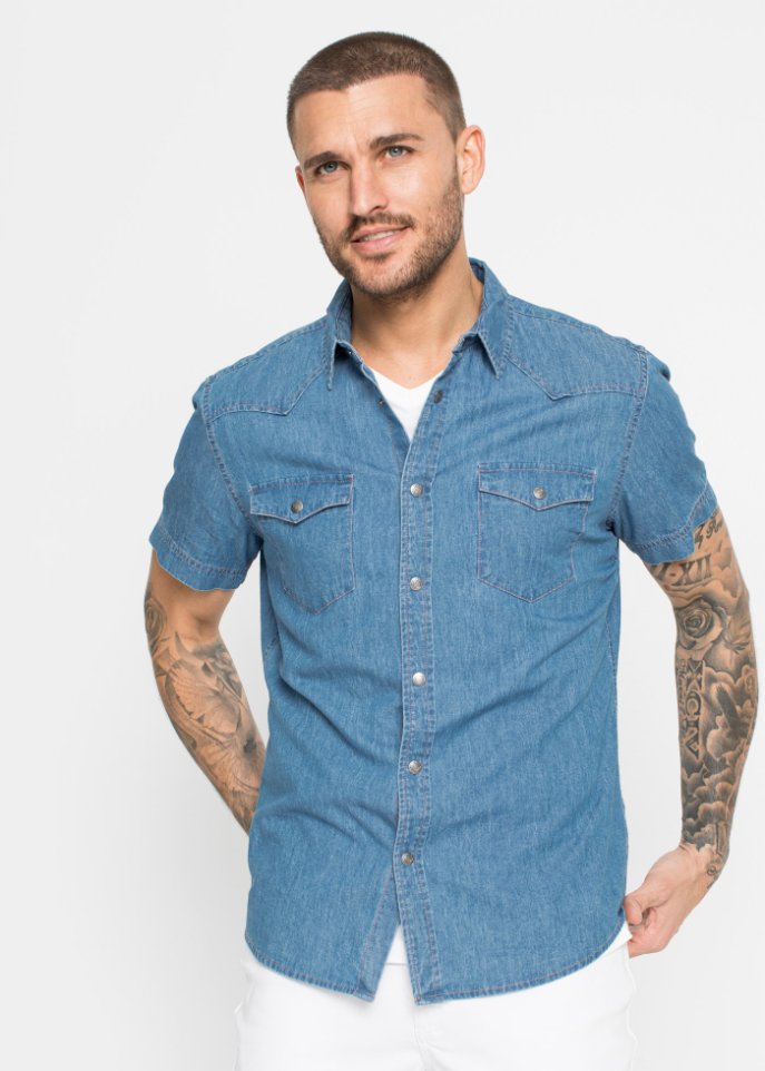 Jeanshemd, Slim Fit, Kurzarm (2er Pack)