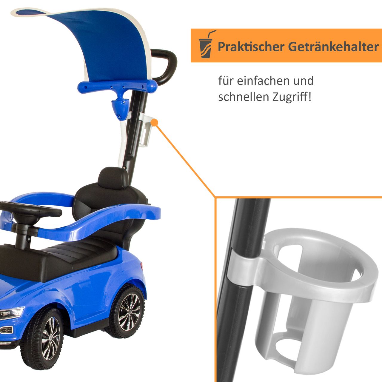 Lemodo VW Rutscherauto mit Schiebestange, Rutscherfahrzeug ab 1 Jahr, blau