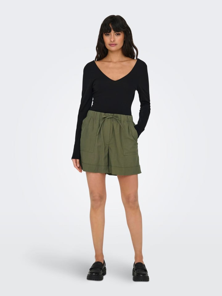 JACQUELINE de YONG Shorts elastische Taille Kordelzug Seitentaschen bequem in Olive günstig kaufen XL
