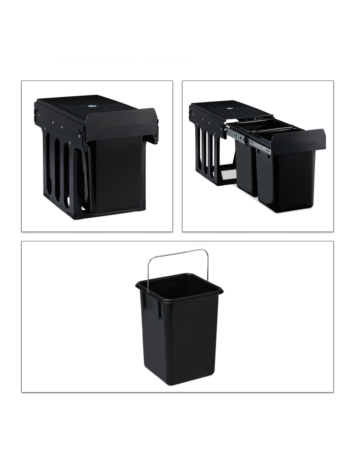 relaxdays Mülltrennsystem Schwarz 2x8L günstig kaufen onesize