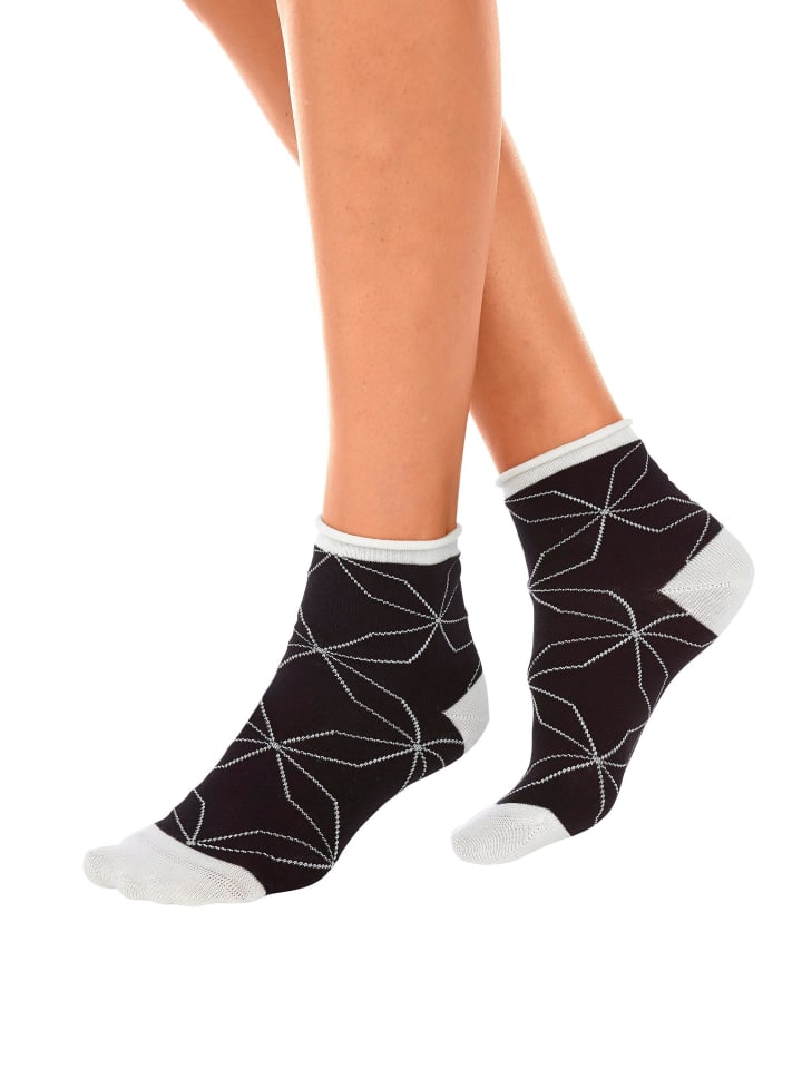H.I.S Kurzsocken in schwarz-weiß-gemustert günstig kaufen