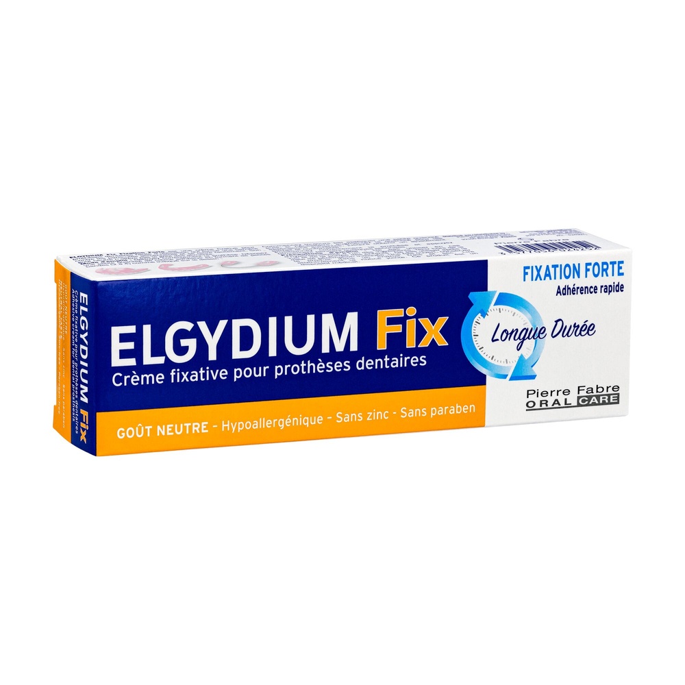 Oral Care Elgydium Fix - Crème fixative pour prothèse dentaire Fixation forte 45g Crème fixative