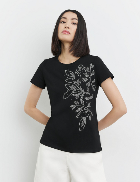 Baumwoll-T-Shirt mit platziertem Print
