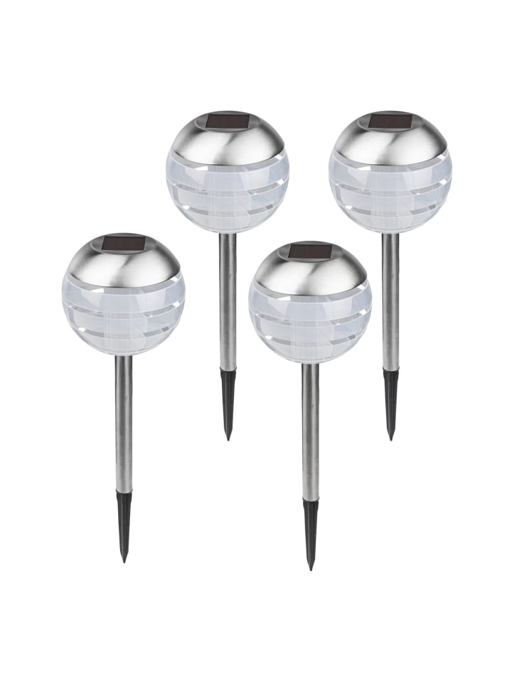 MARELIDA 4er Set LED Solar Wegleuchten Kugel H: 32cm in silber günstig kaufen onesize