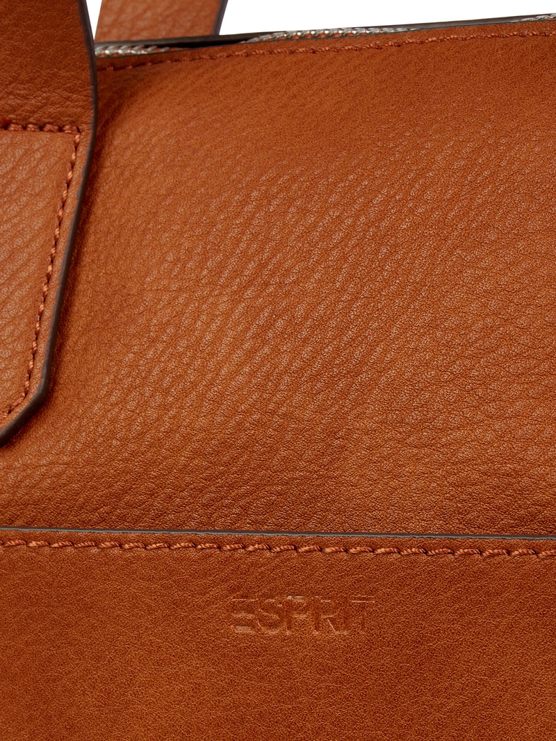 Shopper in Leder-Optik in cognac