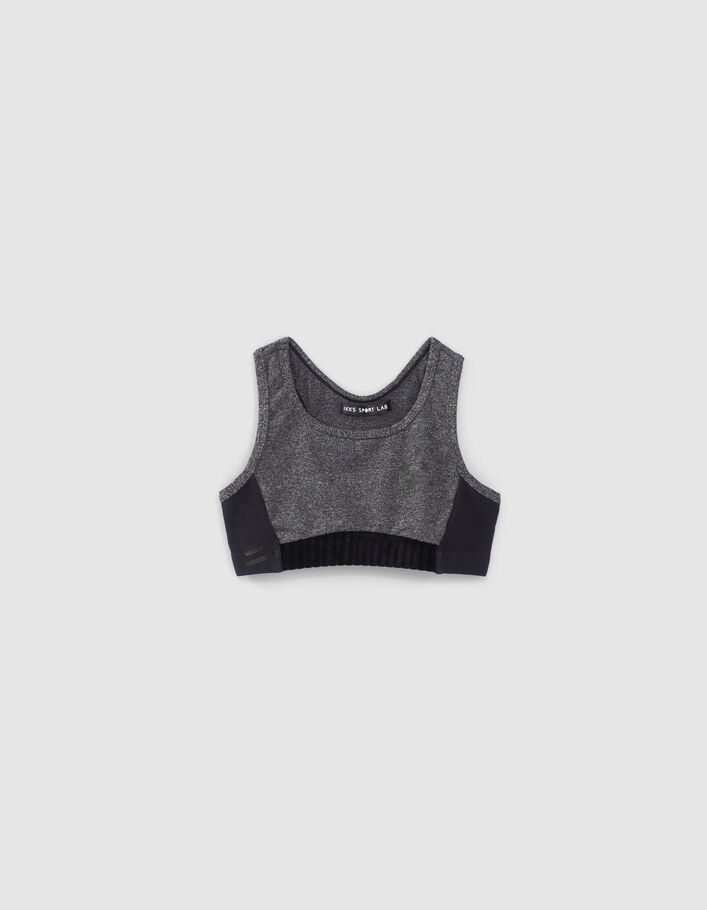 T-shirt 2-en-1 blanc et brassière grise fille