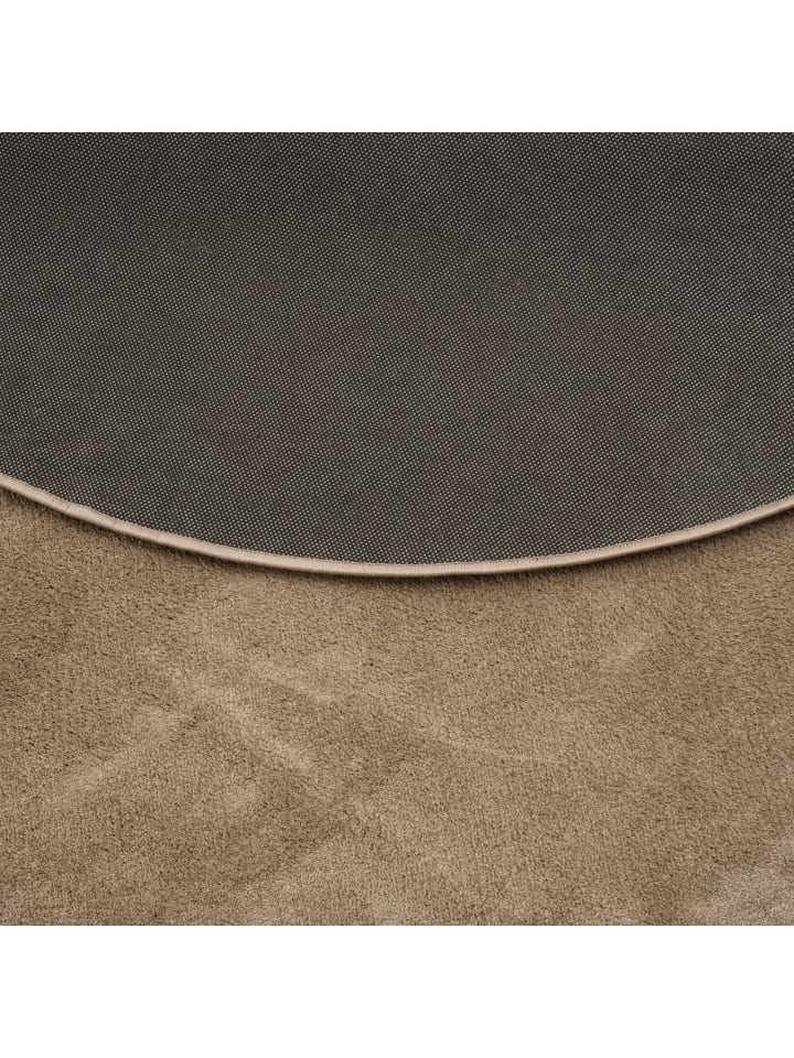 Pergamon Hochflor Langflor Teppich Super Soft Melia Rund in Taupe günstig kaufen