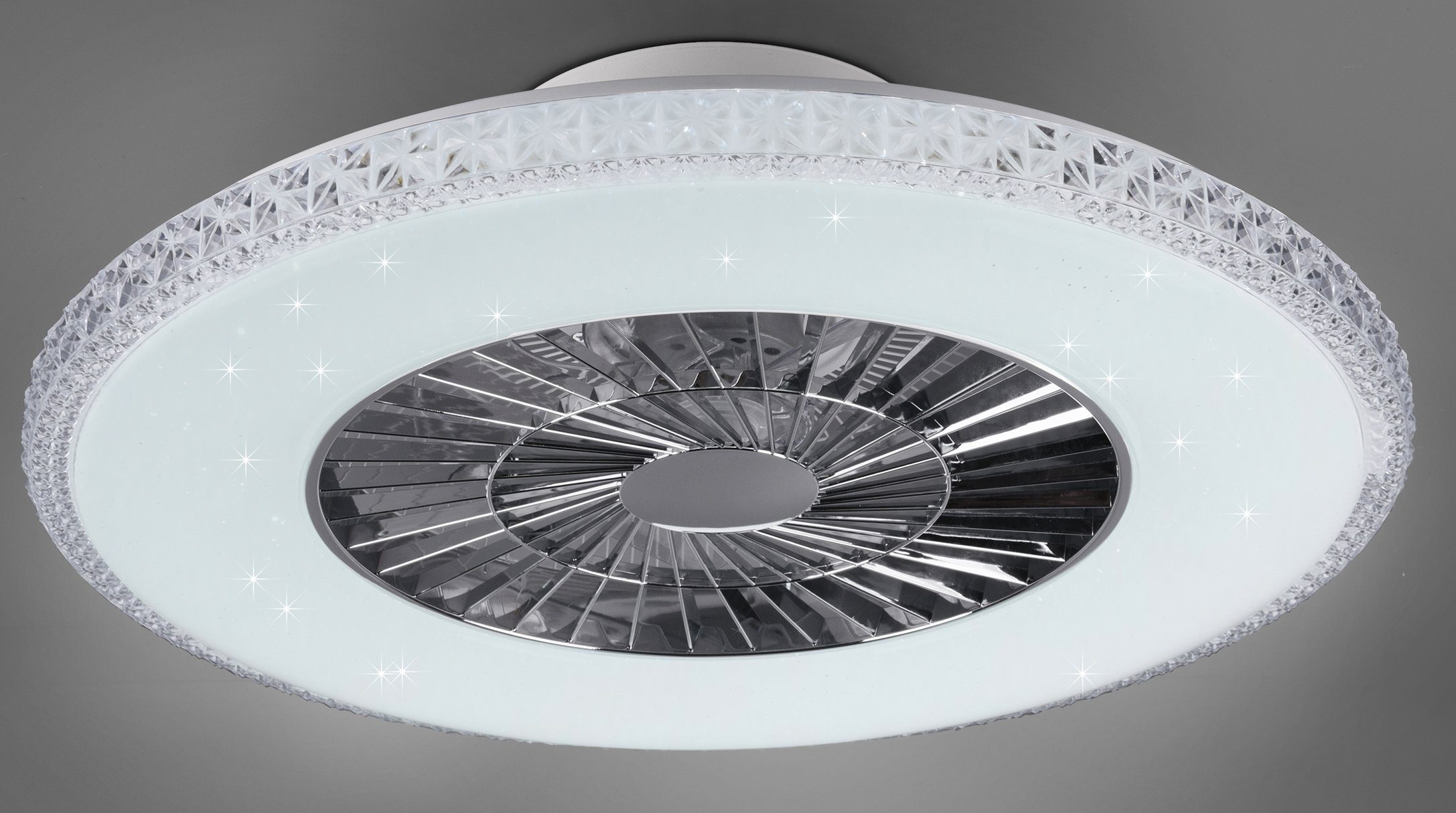 TRIO Leuchten LED Deckenleuchte Harstad, Timerfunktion, Ventilatorfunktion, LED fest integriert, Neutralweiß, mit Ventilator, Fernbedienung., Leuchte/ Ventilator getrennt schaltbar