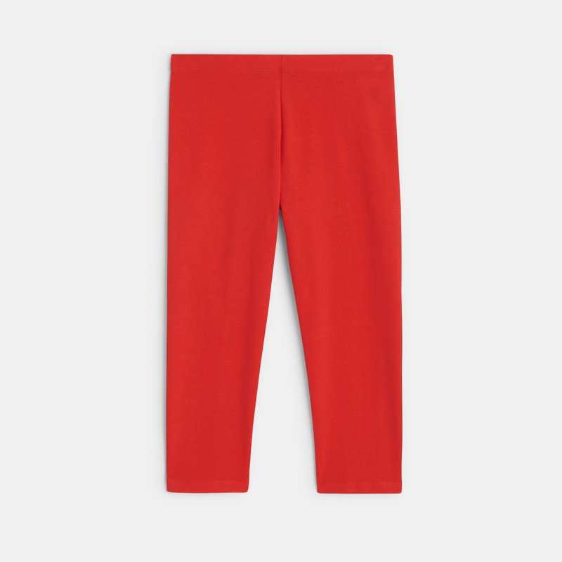 Leggings courts unis rouge fille