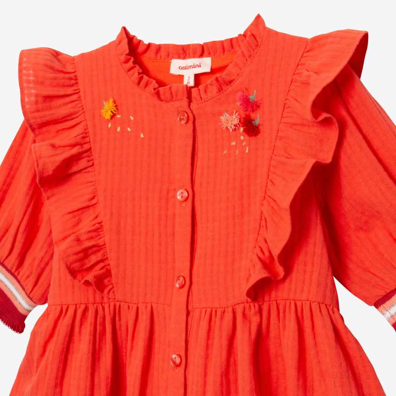 Robe bébé fille à volants orange Catimini