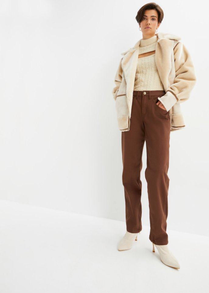 Sherling Jacke in Velourslederimitat