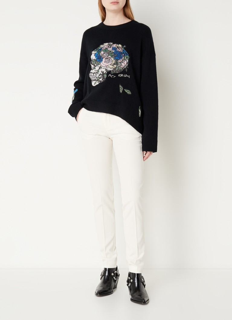 Pantaloni Zadig&Voltaire de culoare prună, cu croială mulată, talie înaltă, buzunare laterale și pliuri.