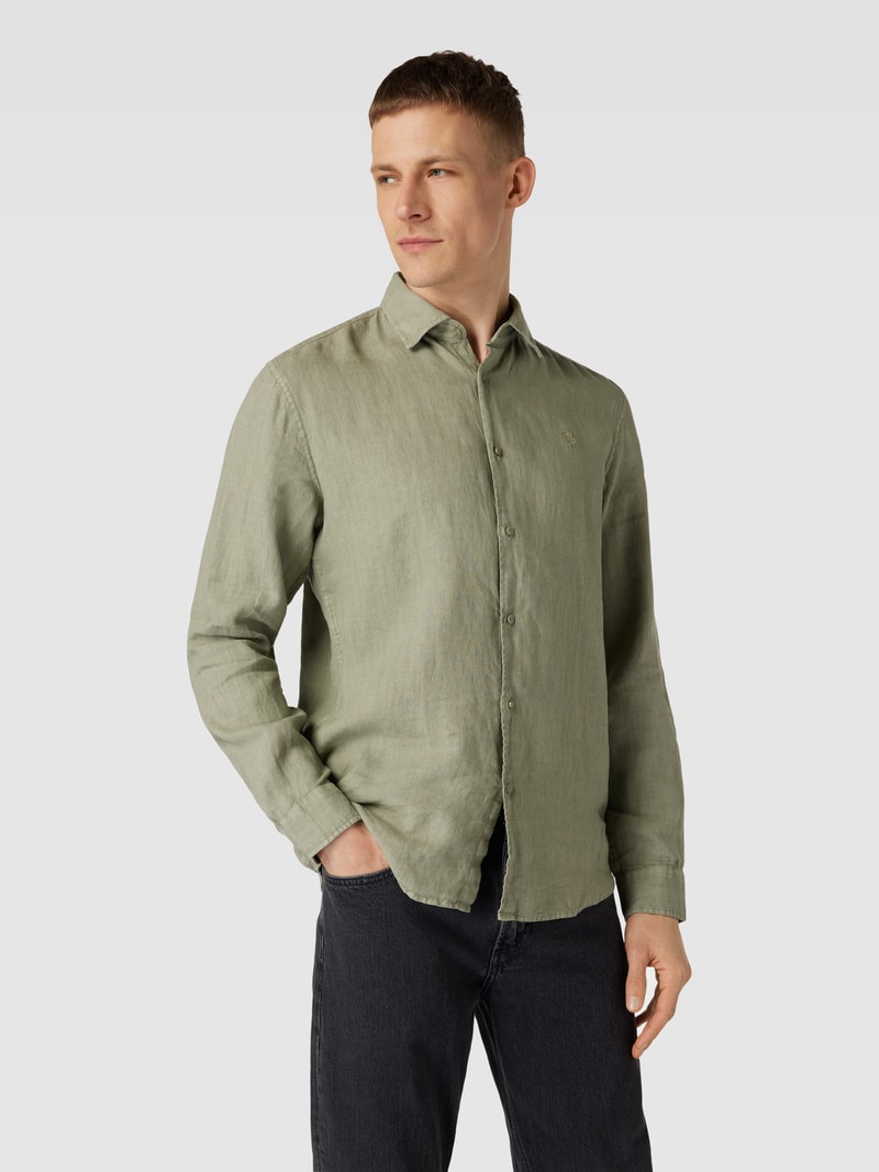 Freizeithemd mit Label-Stitching in lindgrün