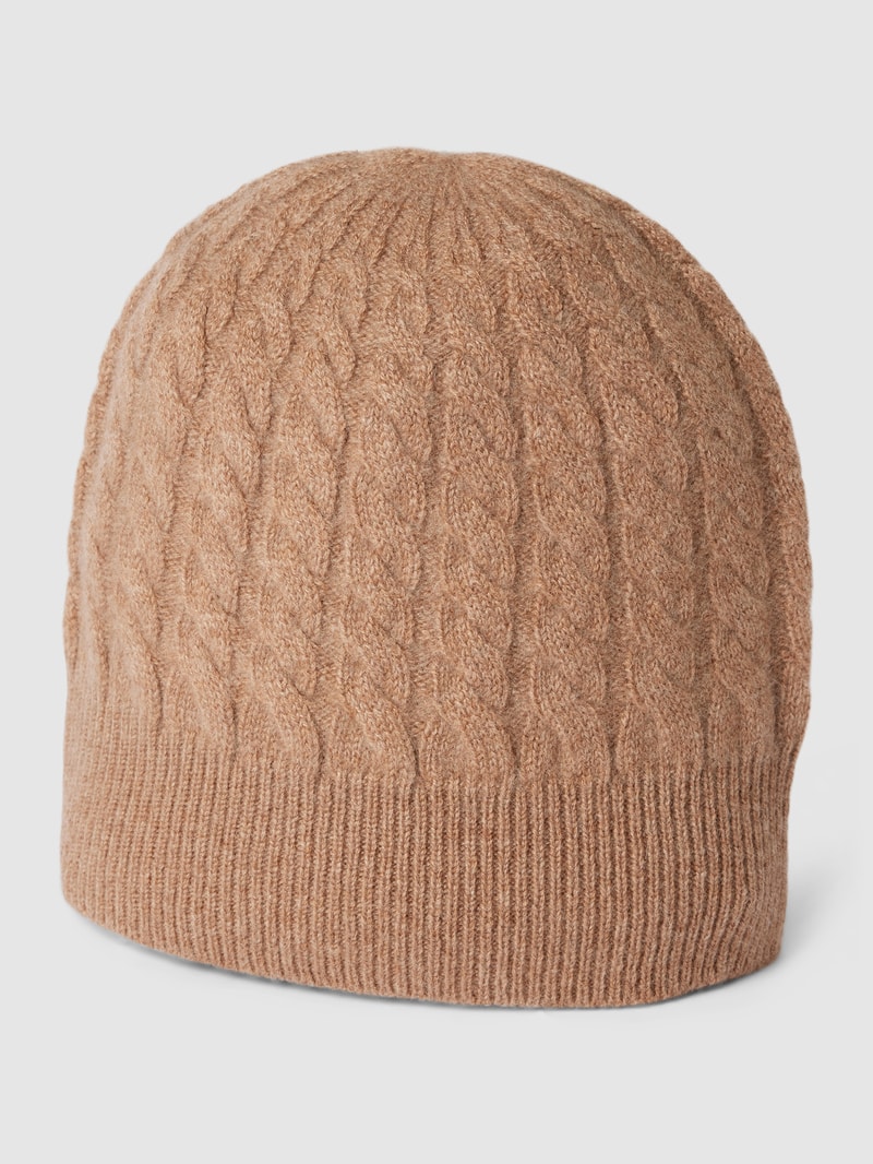 Strickmütze aus Kaschmir in camel meliert
