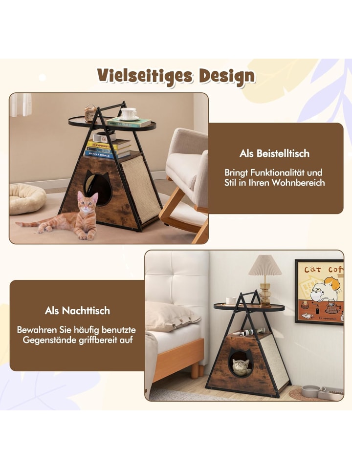 COSTWAY Katzenschrank & Beistelltisch 2 in 1 in Braun günstig kaufen onesize