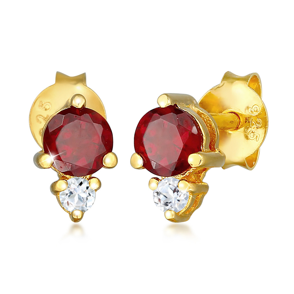 Elli PREMIUM Elli PREMIUM Boucles d'Oreilles Boucles d'oreilles clou de coeur rouge avec grena Boucles d'oreilles