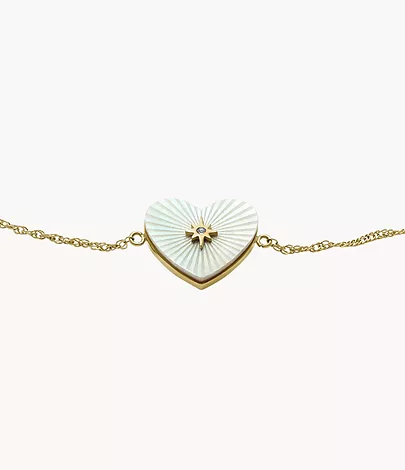 Fossil Armband Sutton Radiant Love Heart Perlmutt Edelstahl goldfarben