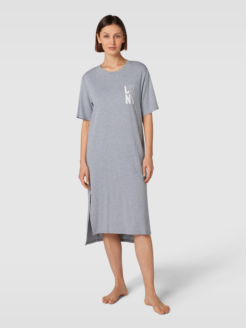 Nachthemd mit Logo-Print in mittelgrau