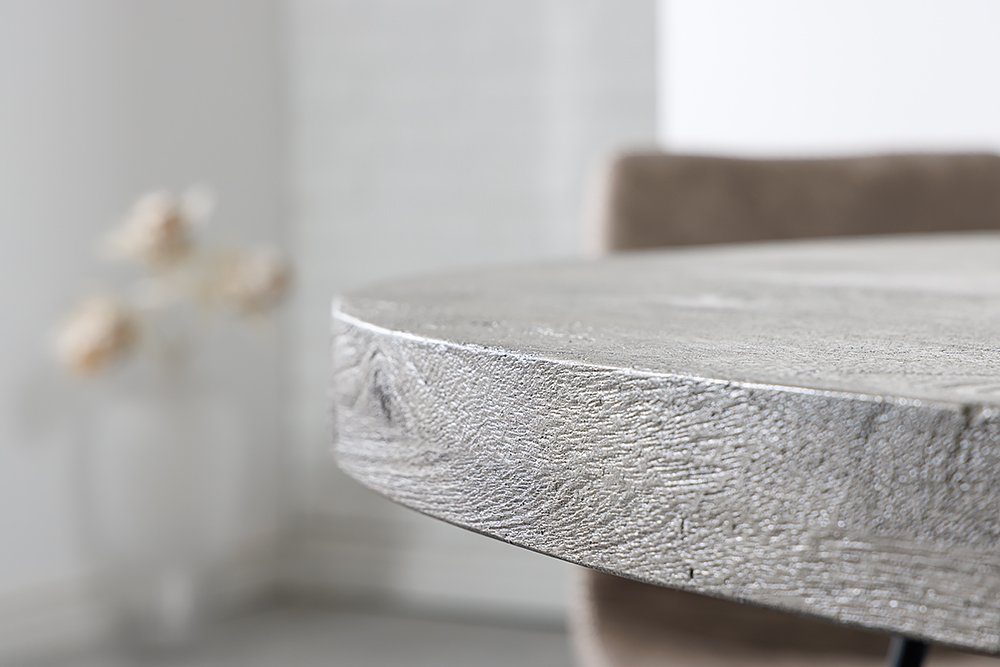 riess-ambiente Esstisch SCORPION Ø120cm grau / schwarz · 4,5cm Tischplatte (Einzelartikel, 1-St), Küche · Mango-Massivholz · Metall · rund · Hairpin Legs · Retro Design
