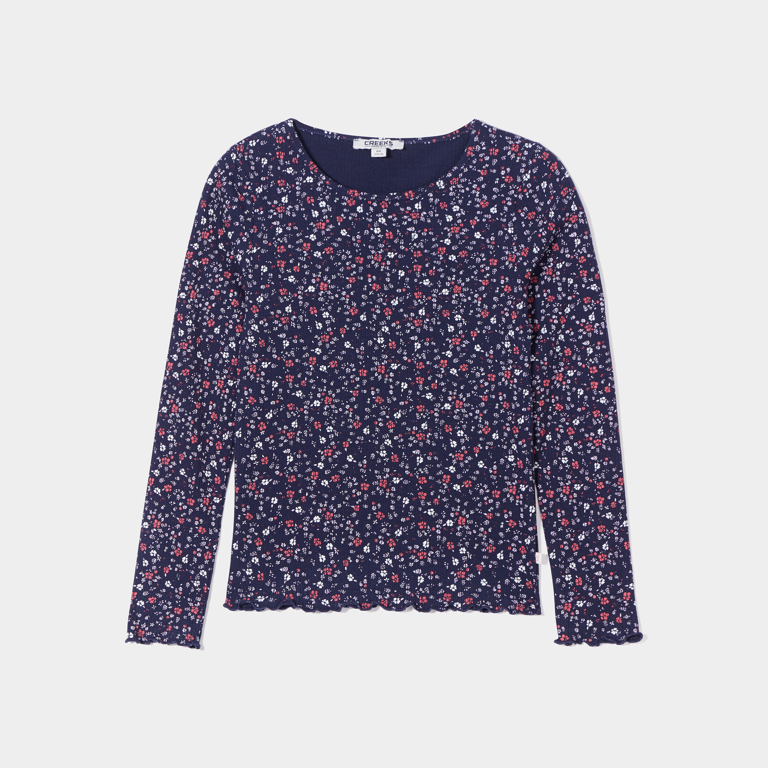 T-shirt manches longues Creeks bleu marine fille | La Halle