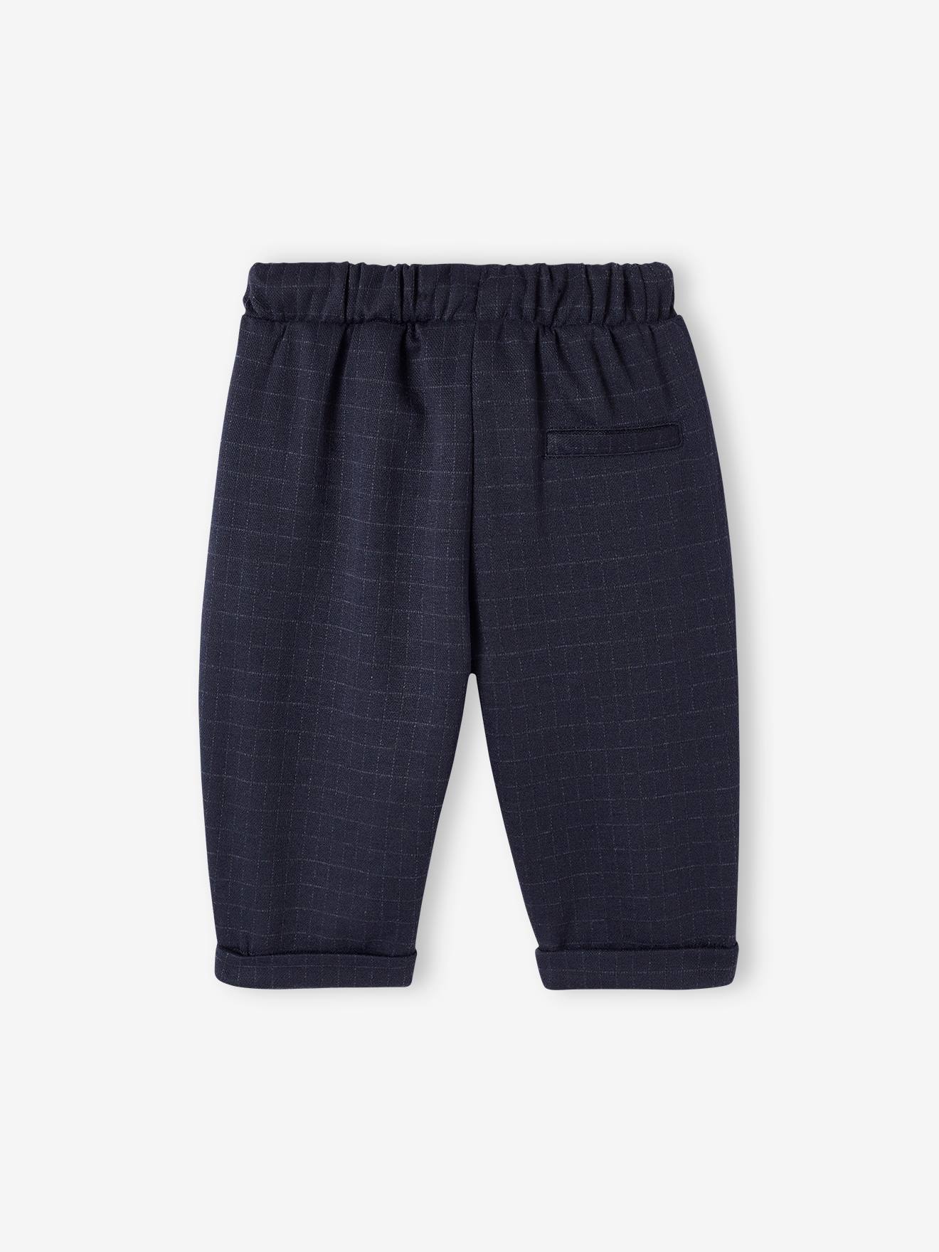 Pantalon bébé à carreaux bleu nuit