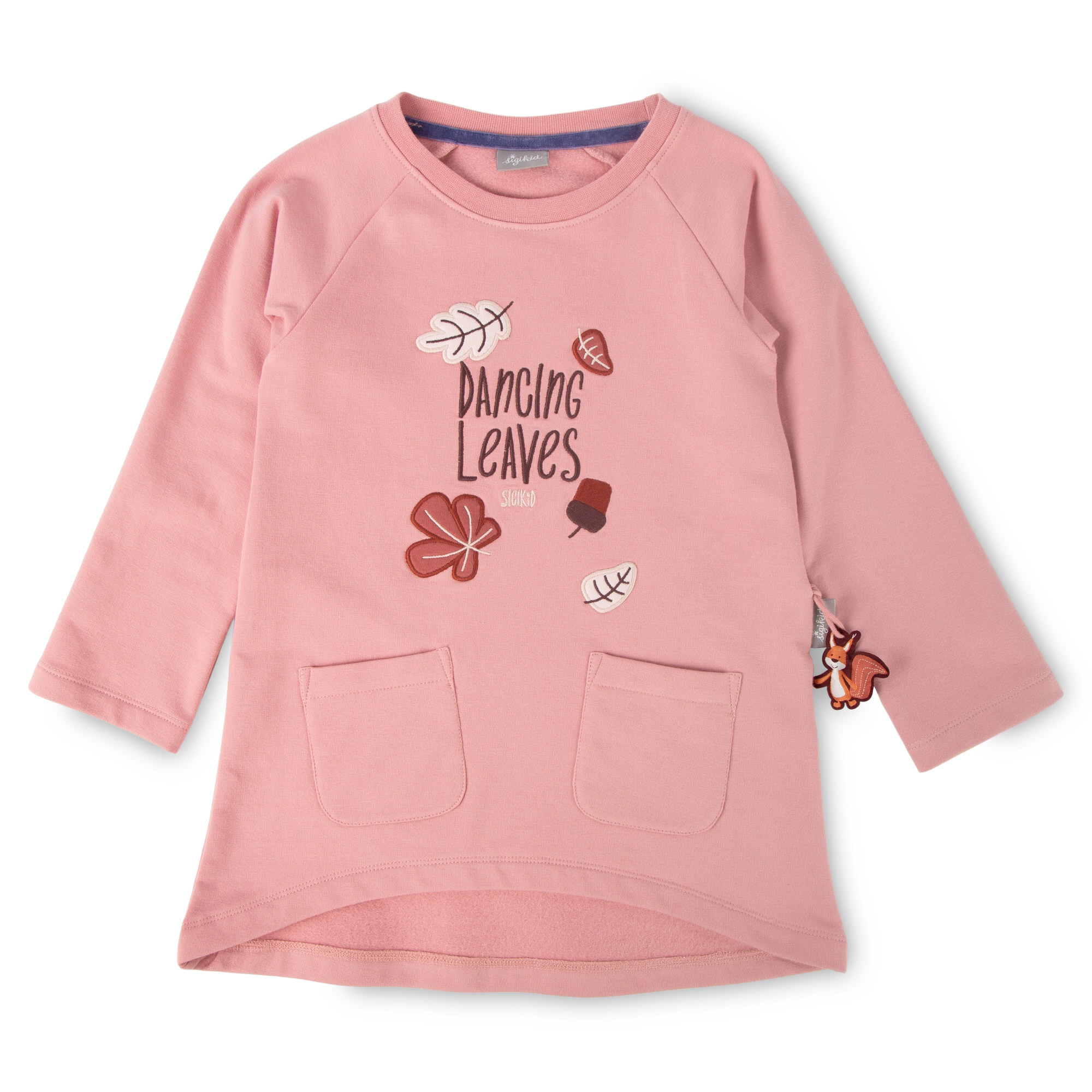 Kinder Sweatkleid Dancing Leaves in Rosa