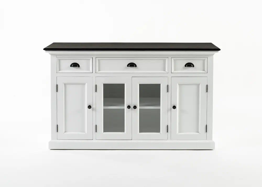 Novasolo Buffet Halifax Contrast Buffetschrank mit 4 Türen, 3 Schubladen und Glaseinsatz