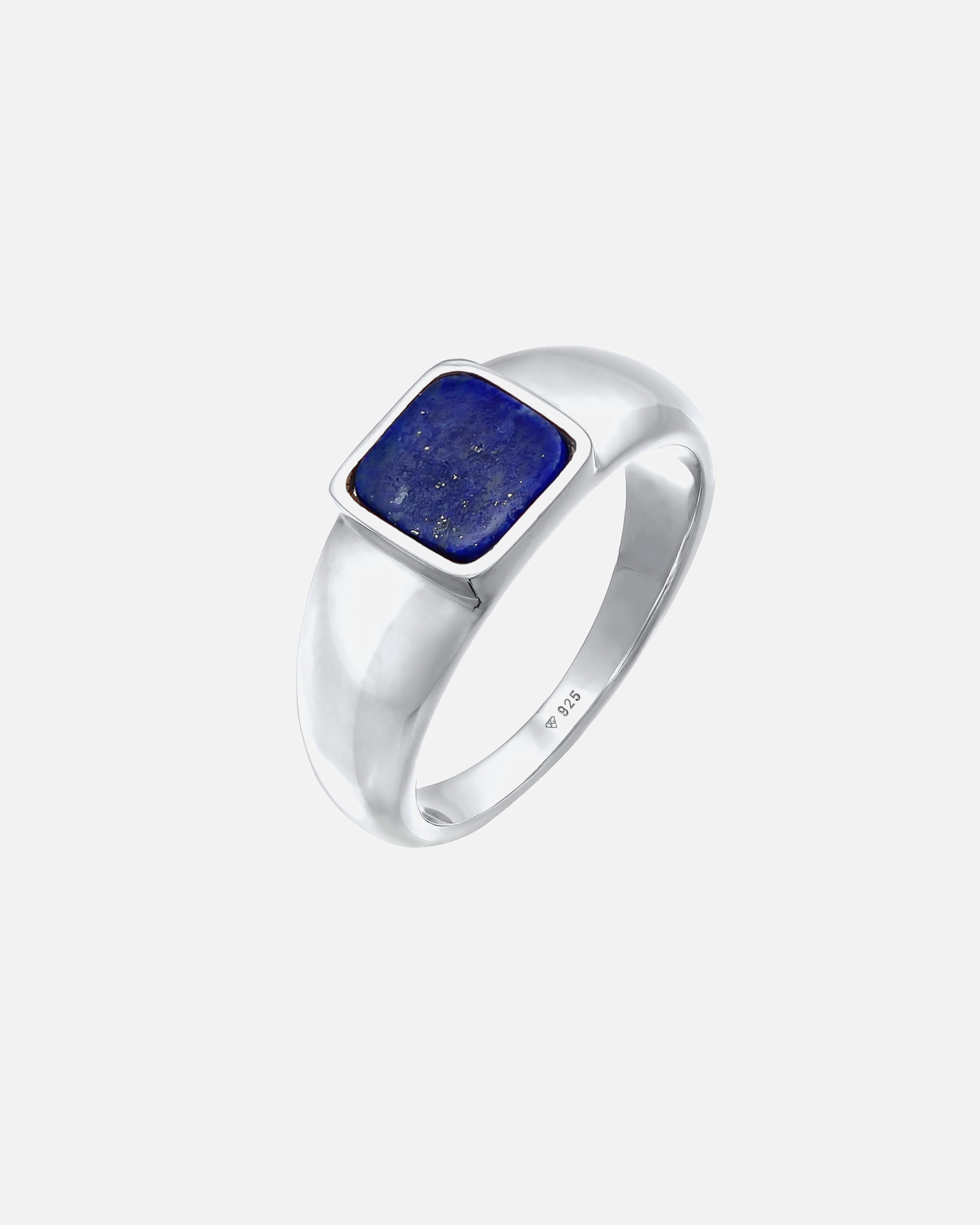 Anillo de sello cuadrado básico para hombre KUZZOI, azul robusto, con sodalita, en plata de ley 925.