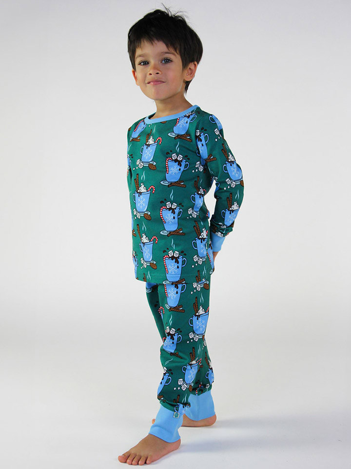 Småfolk Pyjama in Grün/ Blau günstig kaufen