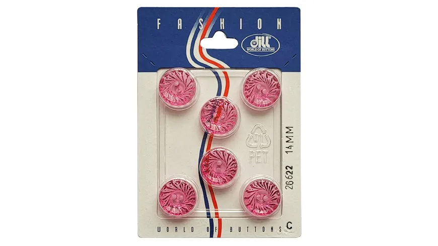 Dill 2-loch-Plexiglasknopf rund pink Ø 14mm 6er Pack pink