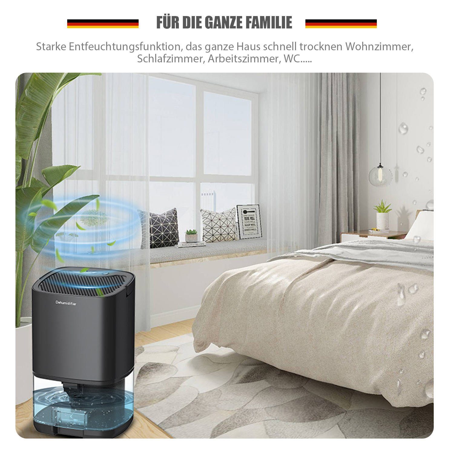 MAGICSHE Luftentfeuchter Elektrischer Entfeuchter 0,35 l/Tag für 26 m² Räume